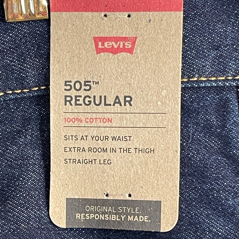 Levi's 505 regular dark wash Blue Relaxed Fit Jeans 36 x 32